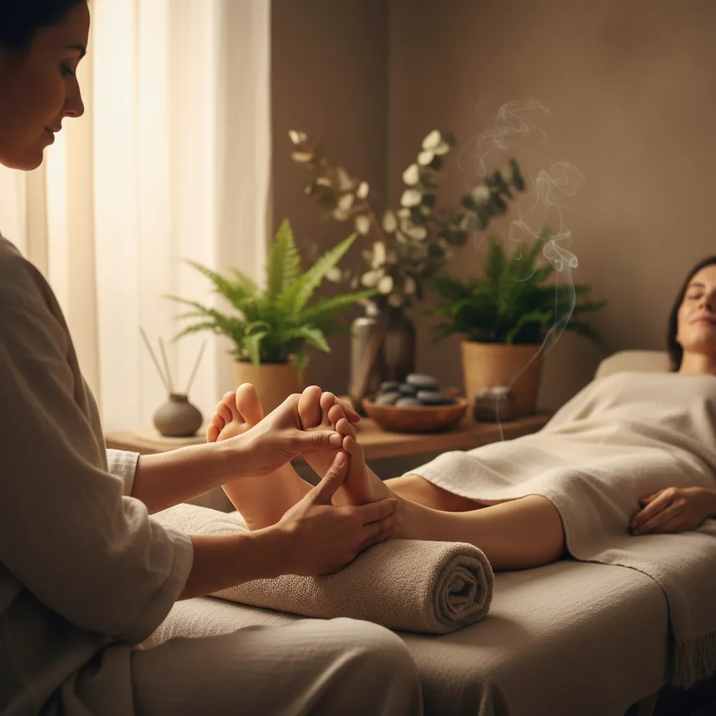 Reflexology Lymphatic Drainage Session in Progress