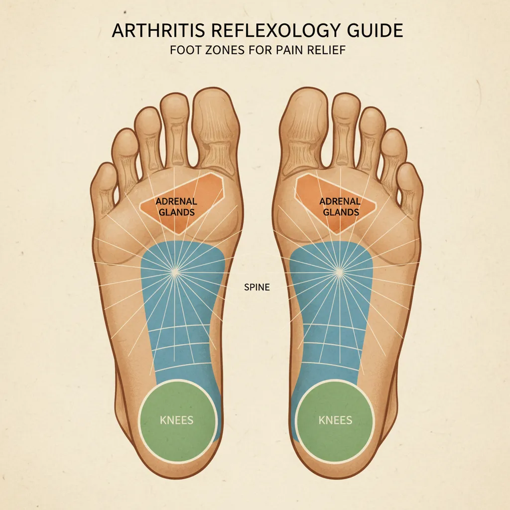 Reflexology foot chart showing arthritis relief zones