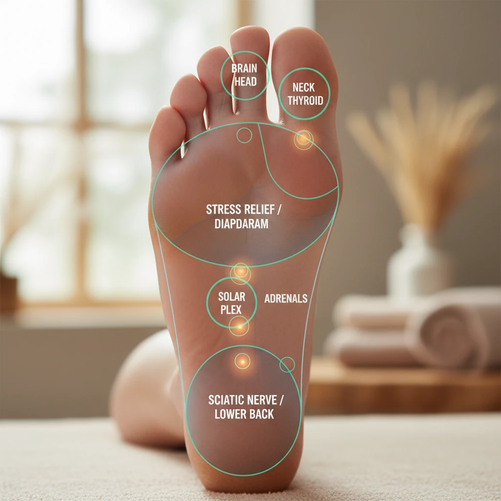 Reflexology Foot Chart for Anxiety