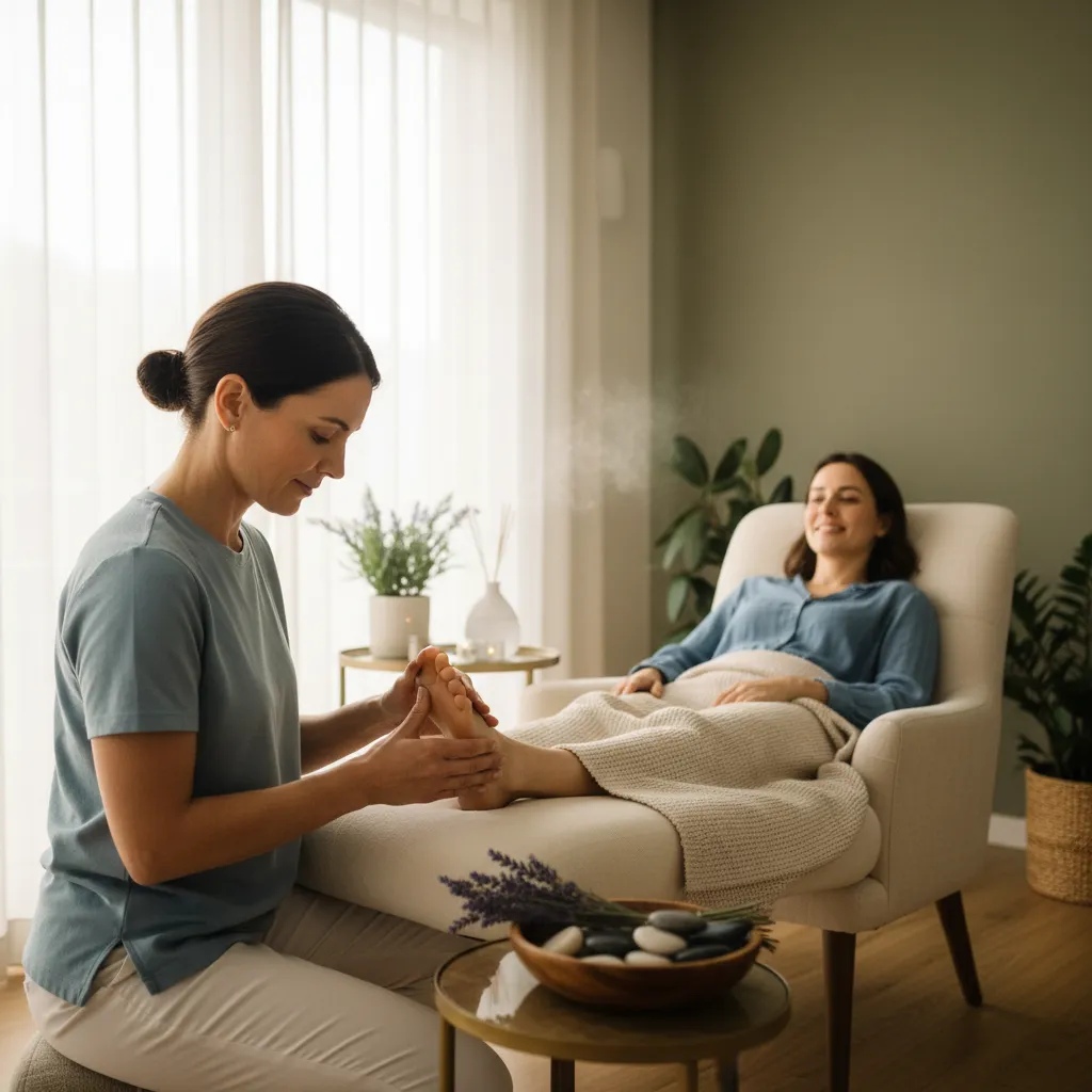 Reflexologist at work in Auckland clinic
