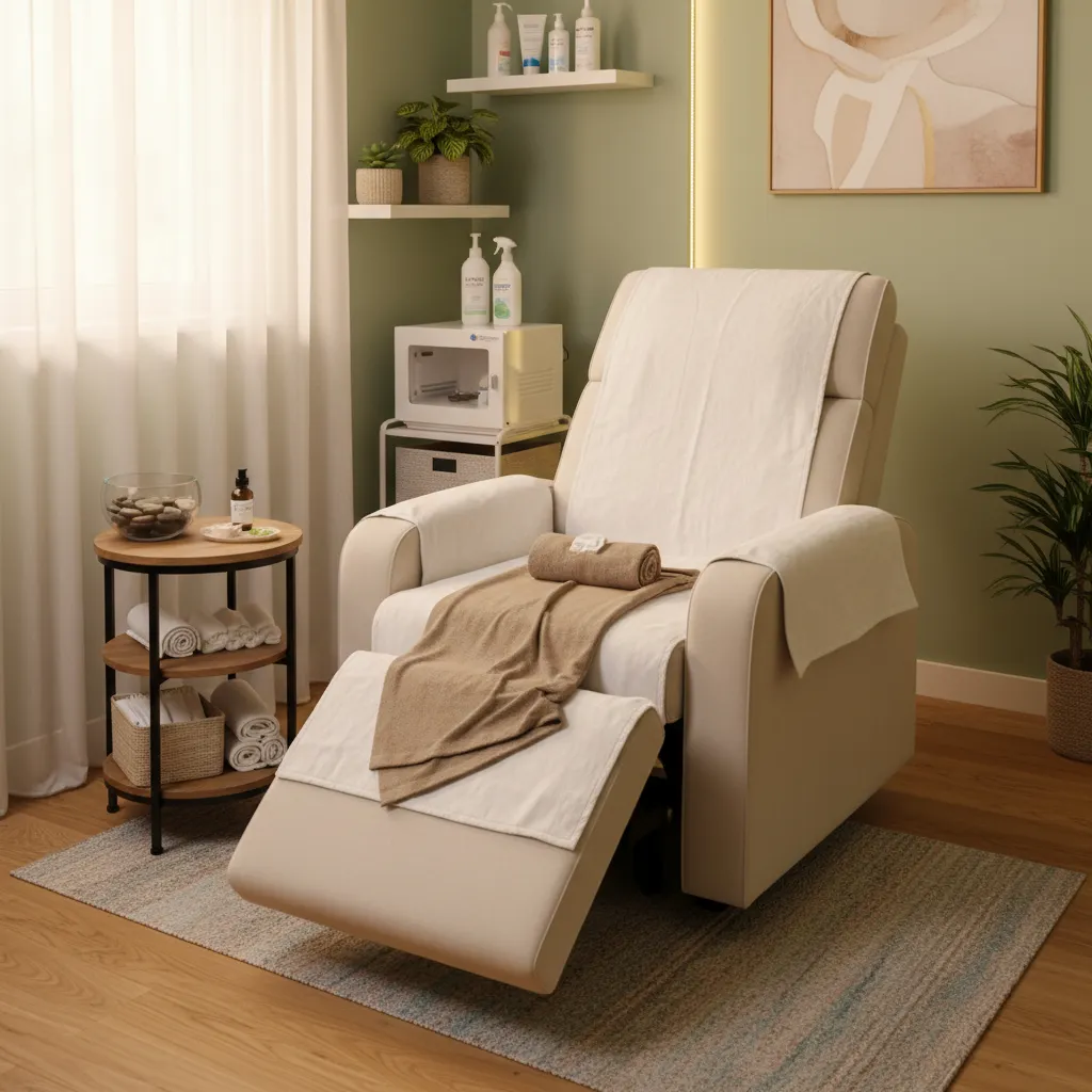Clean and professional reflexology treatment room