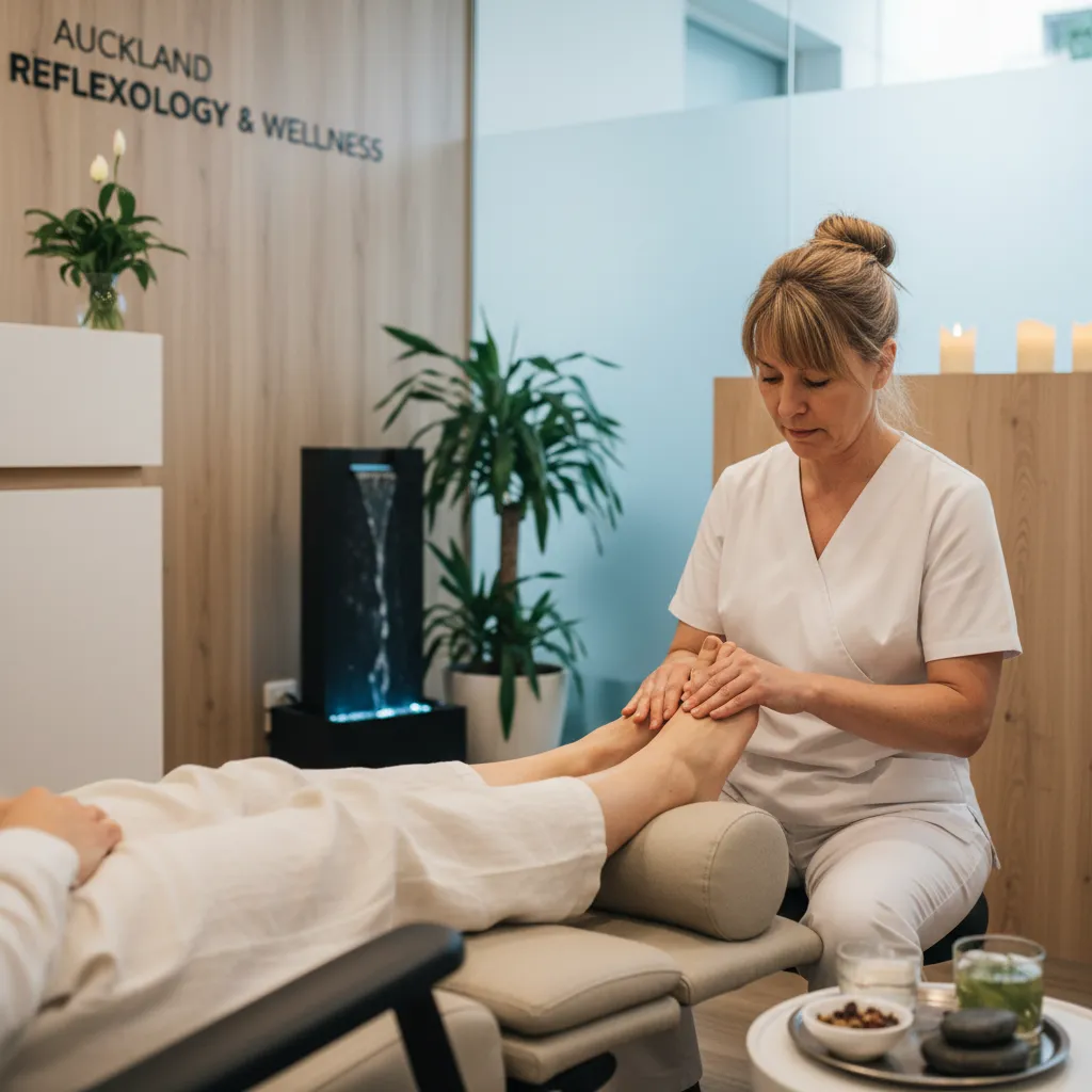 Classic foot reflexology session in a serene Auckland clinic