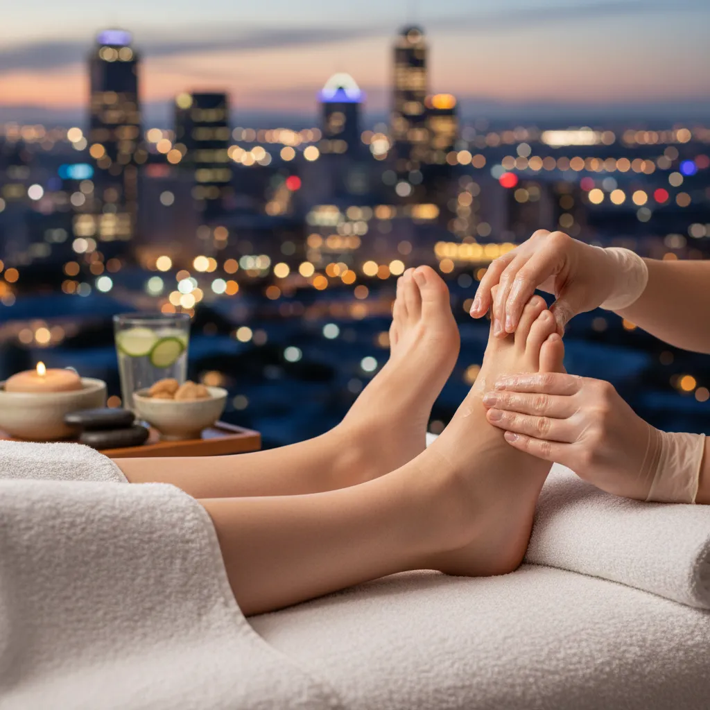 Relaxing foot reflexology in an Auckland clinic setting