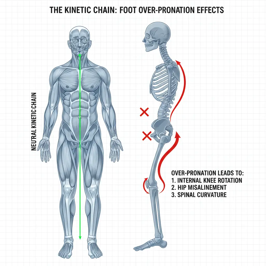 Diagram of the kinetic chain linking foot alignment to spinal posture