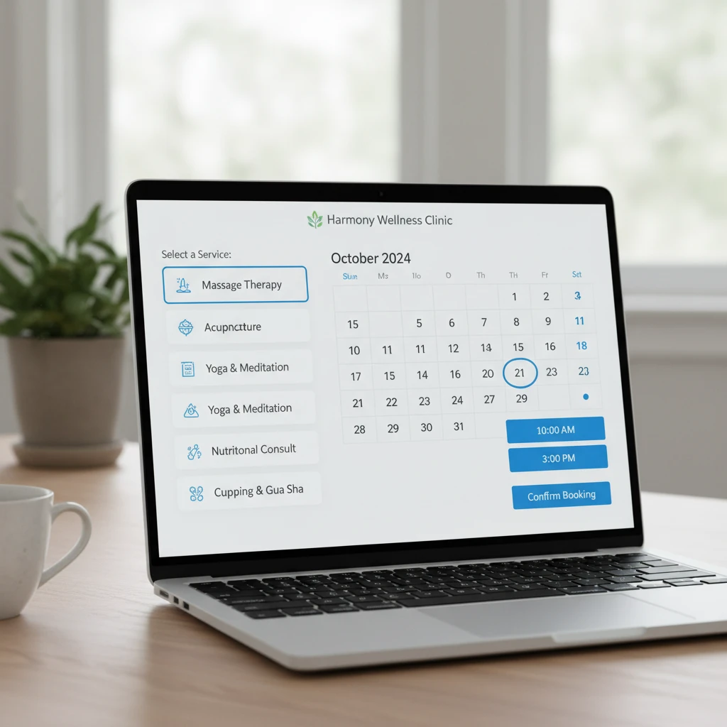 Online booking interface for reflexology