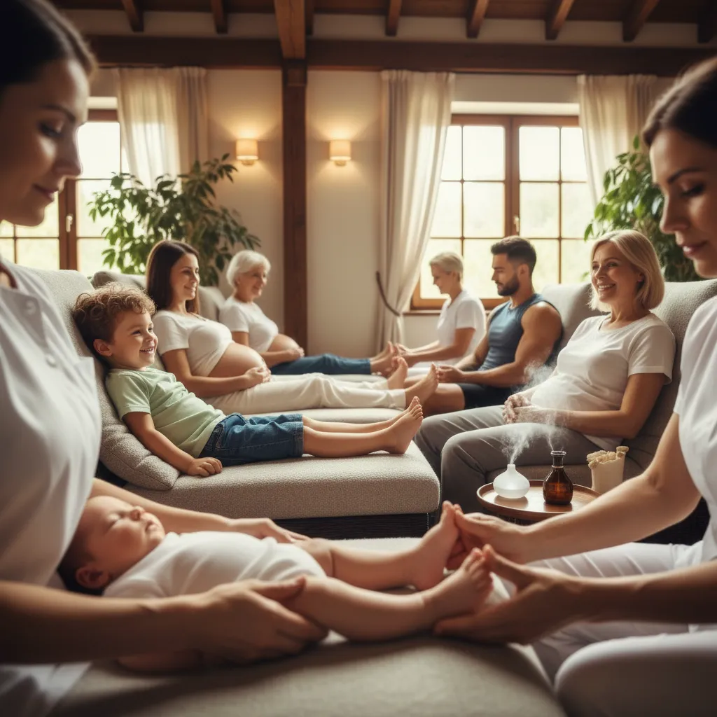 Diverse individuals receiving specialized reflexology care