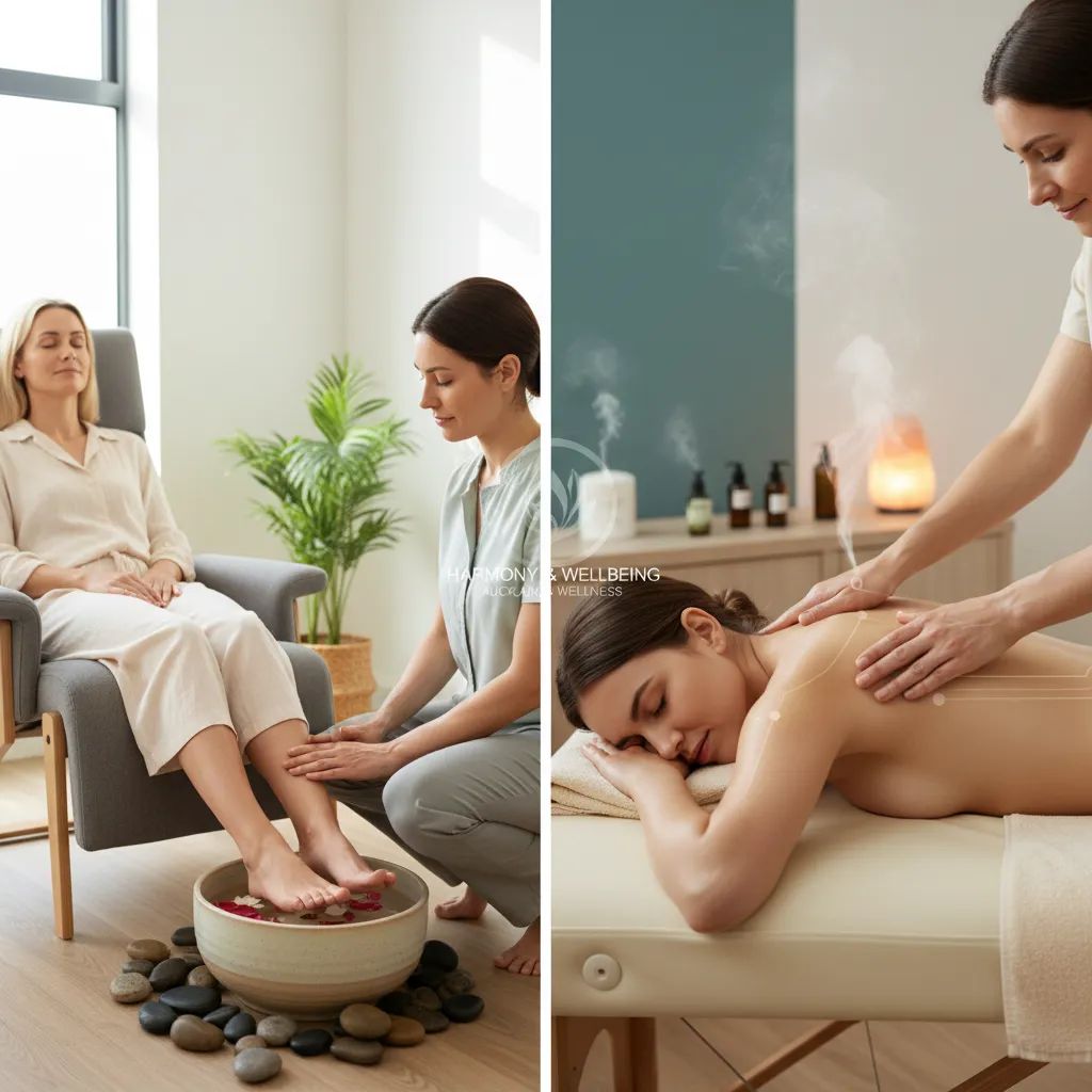 Auckland client enjoying both reflexology and massage for integrated wellness.