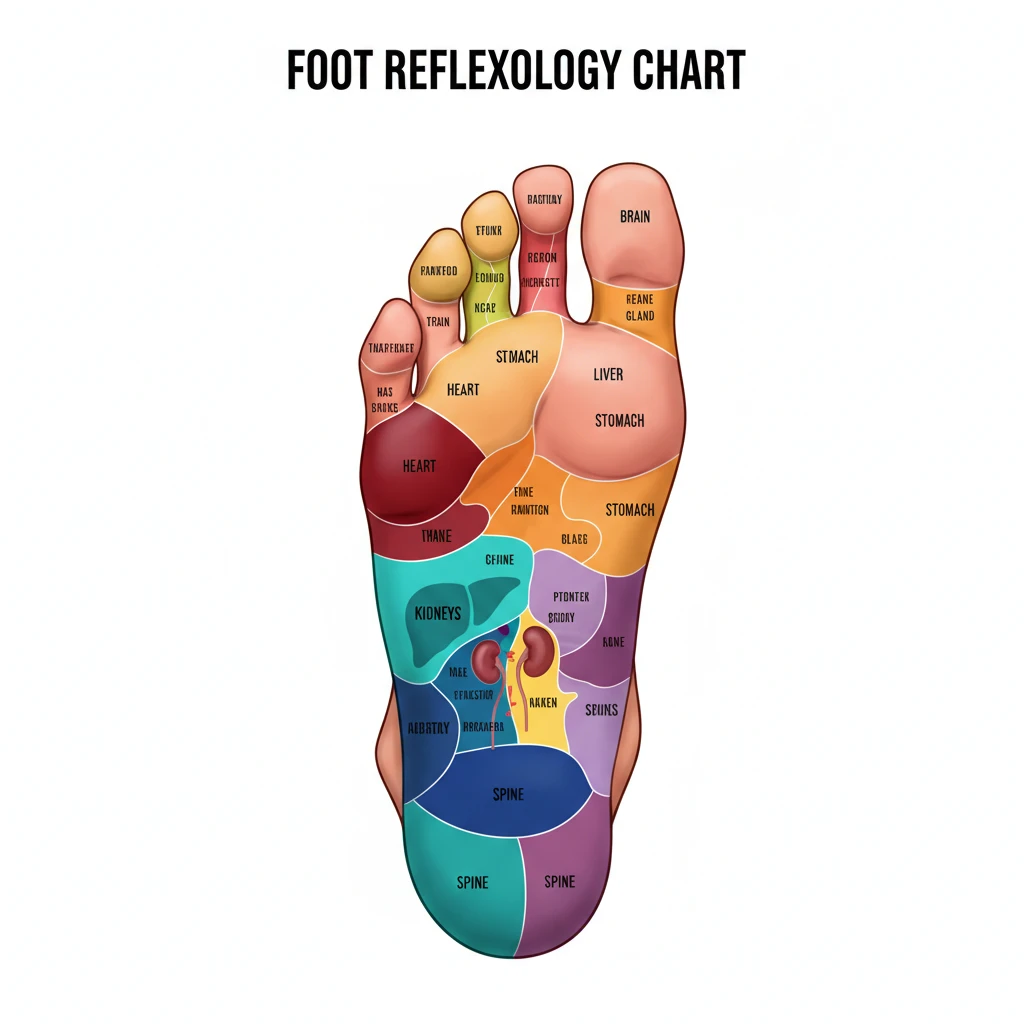 Detailed Foot Reflexology Chart showing organ zones