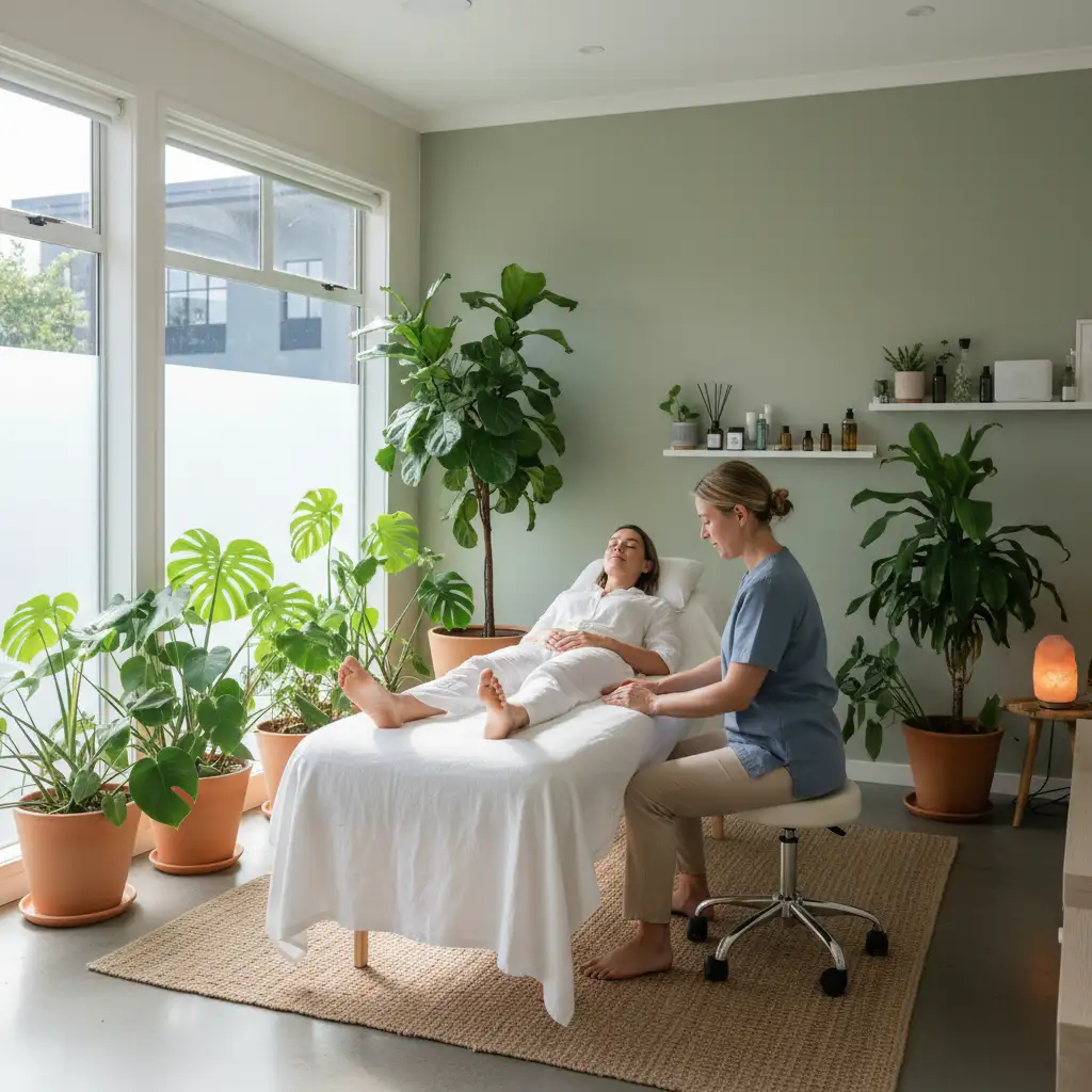 Reflexology session in an Auckland wellness clinic