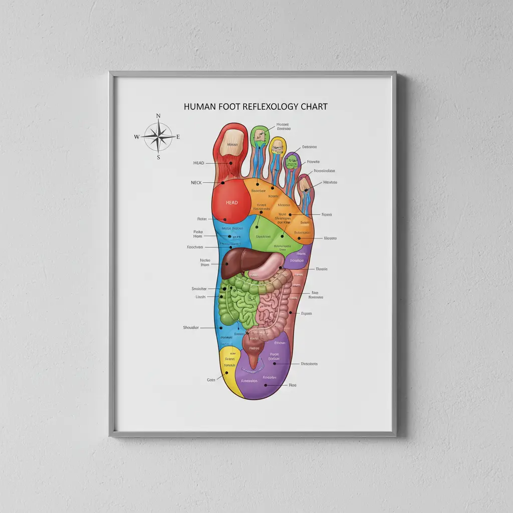 Reflexology foot chart highlighting head and neck zones