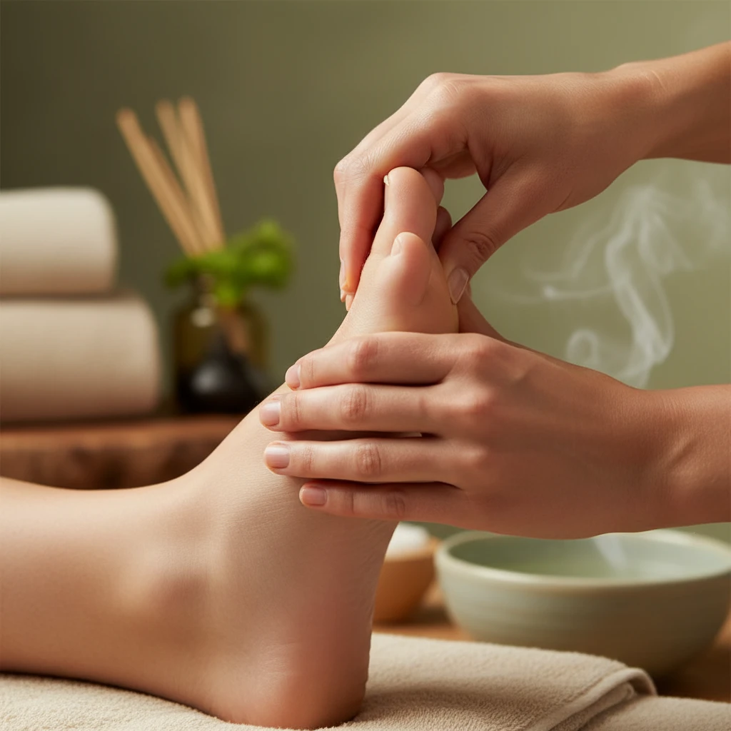 Thumb walking technique on the spinal reflex of the foot