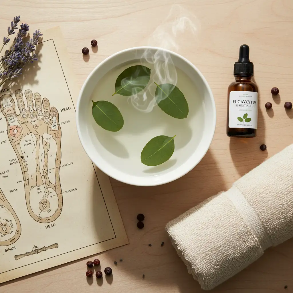 Holistic sinus relief kit with steam and reflexology tools