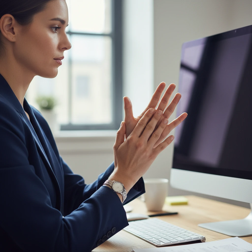 Discreet hand reflexology in an office setting