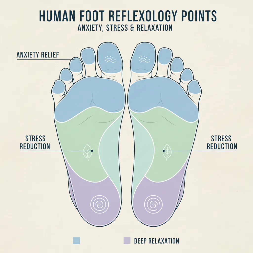 Reflexology map of the feet for anxiety relief