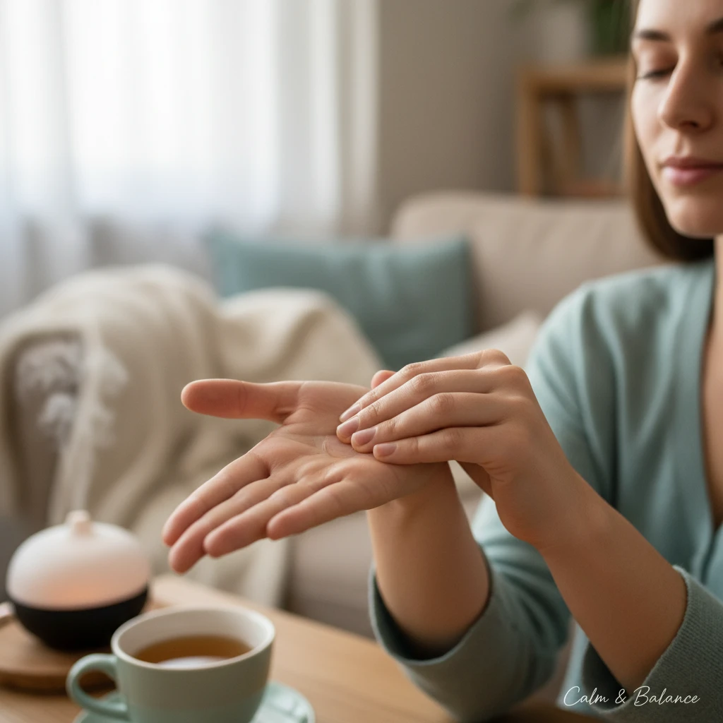 Self-reflexology on hand for anxiety