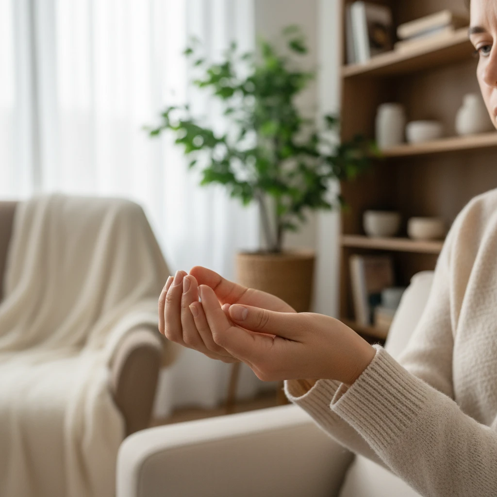 Person doing hand reflexology for brain points